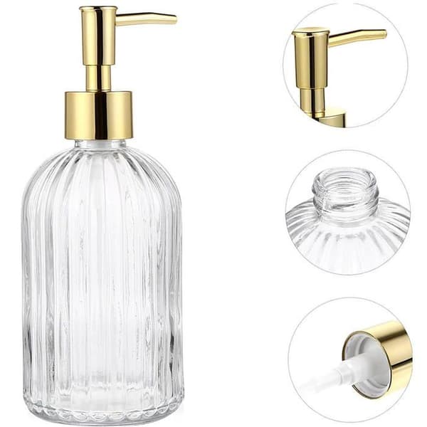 Tvålbehållare - TRIXES - HBA002 - 2-pack - Glas 400 ml - Guldpump med läcksäkerhet