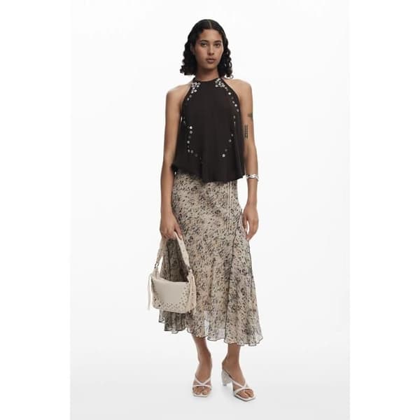 Kjol dam Desigual Rishit - beige