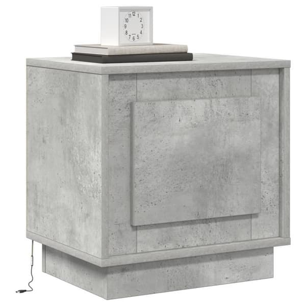 Sängbord - 2 st - Betonggrå - 1 låda - Moderna design - LED
