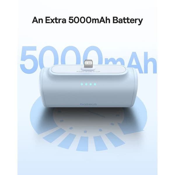 Strömbank - BASEUS - P10068307413-00 - 5000 mAh - 20 W - Typ C-kabel - Blå