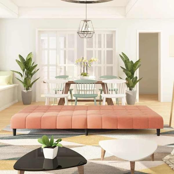 vidaXL 2-sits bäddsoffa Sammetsrosa 375767