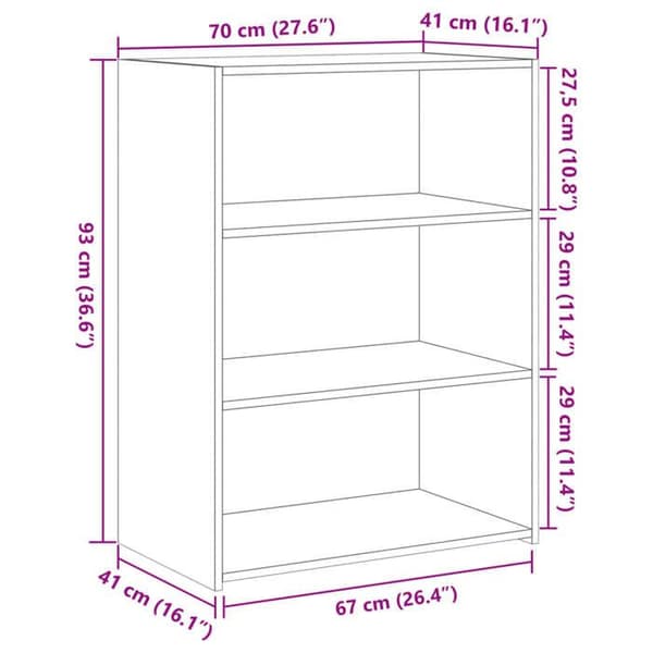 vidaXL Buffé sonoma grå 70x41x93 cm ingenjörsträ 846374