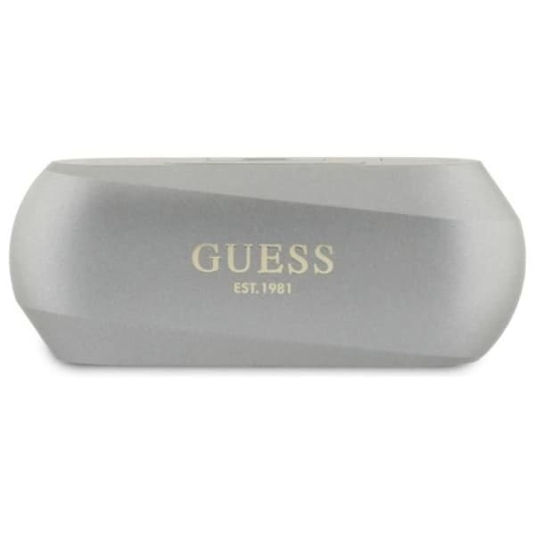 Bluetooth TWS hörlurar Guess med förlängt metallogotyp och laddetui (grå)