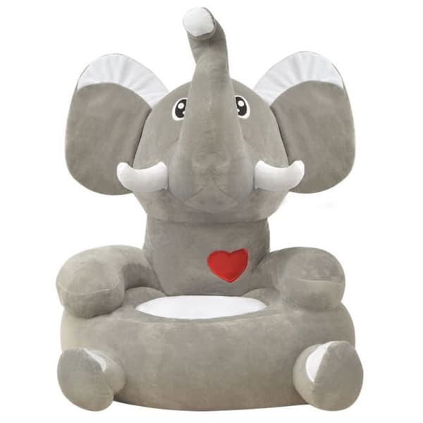 vidaXL Plysch Barnstol Grå Elefant 80159