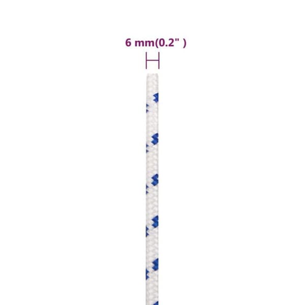152284 vidaXL Båtrep Vit 6 mm 25 m Polypropen