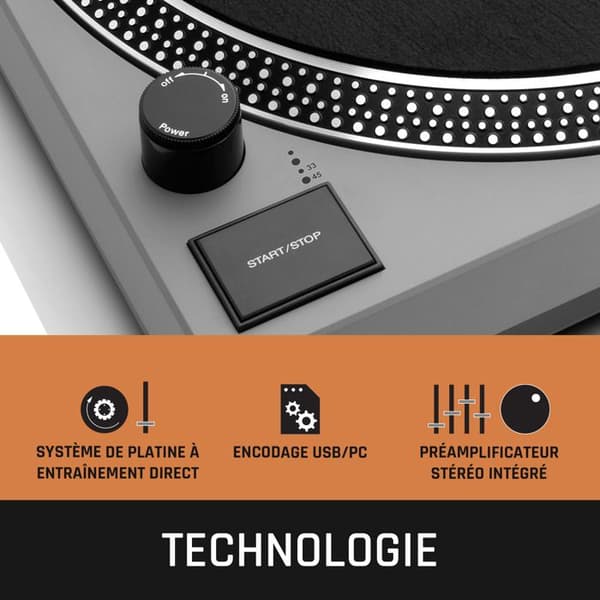 Plattformat Vinyl - Lenco - Direktdrift, USB/PC-encoding - L-3810GY - Grå