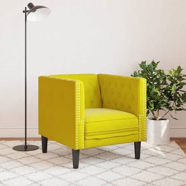 vidaXL Chesterfield-fåtölj i gul sammet 372679