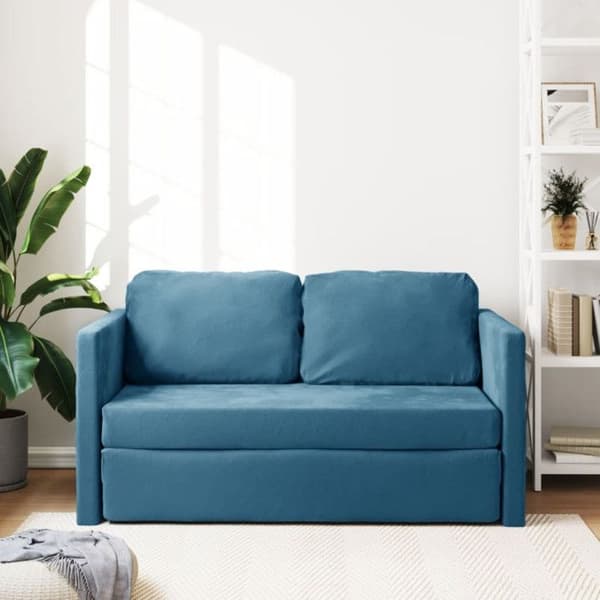 vidaXL 2-i-1 bäddsoffa Blå 122x204x55 cm Sammet 353962
