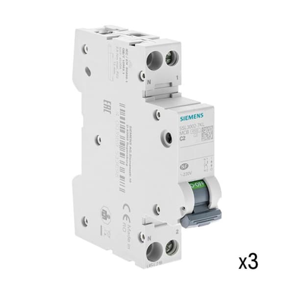 Sats med 3 elektroniska strömbrytare fas + neutral 2A