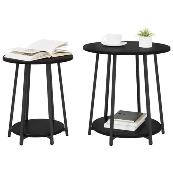 Sidobord - Svart Trä - 50 cm - Modern Design - Lätt montering