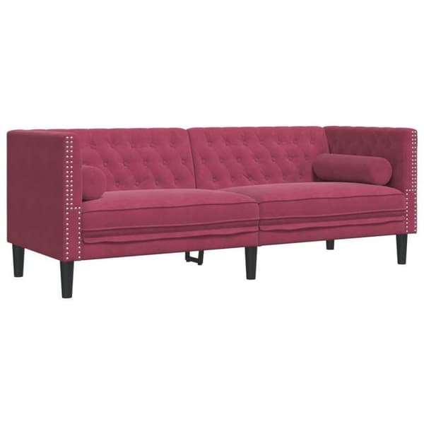 vidaXL Chesterfield-soffa med kuddar 3-sits sammet, soffa, vardagsrumsoffa, 3-sits soffa, soffa 372697
