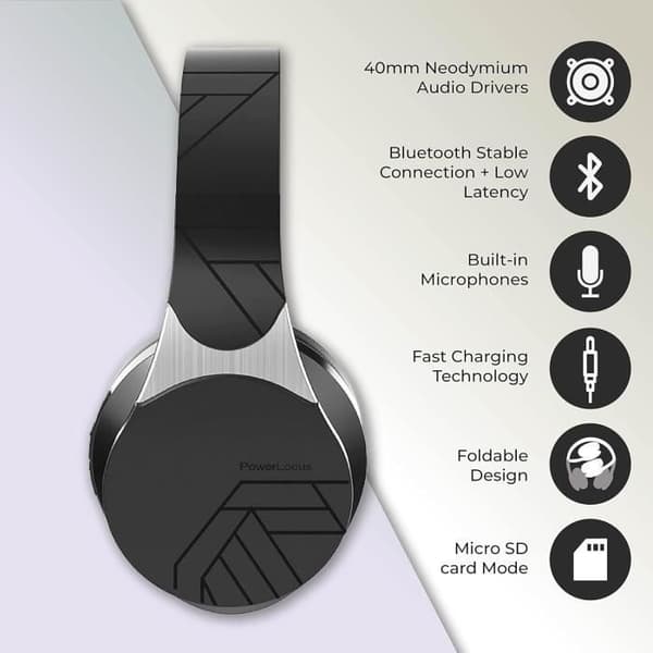 Bluetooth-hörlurar - POWERLOCUS - Edge - Svart - Överlägsen komfort - Förlängd batteritid