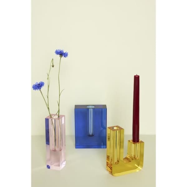 Hubsch Interior Duo Vas - Gul - 12x4x16 cm - Kristall