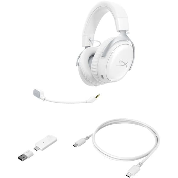 Trådlösa Spelhörlurar - HyperX Cloud III S Wireless - för PC och konsol - Vit