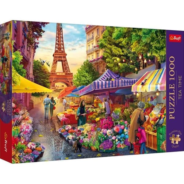TREFL Pussel 1000 bitar Premium – Te Tid: Blommarknad, Paris