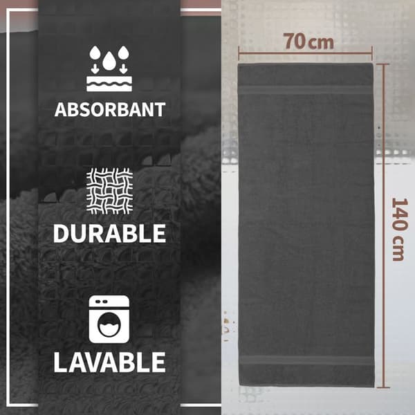 Frottéhanddukar 2-pack 70x140cm, 100% bomull, antracitgrå.