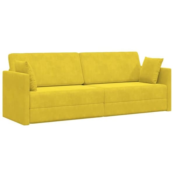 Sängsoffa på golvet 2 i 1 Gul 213x144x60 cm Sammet