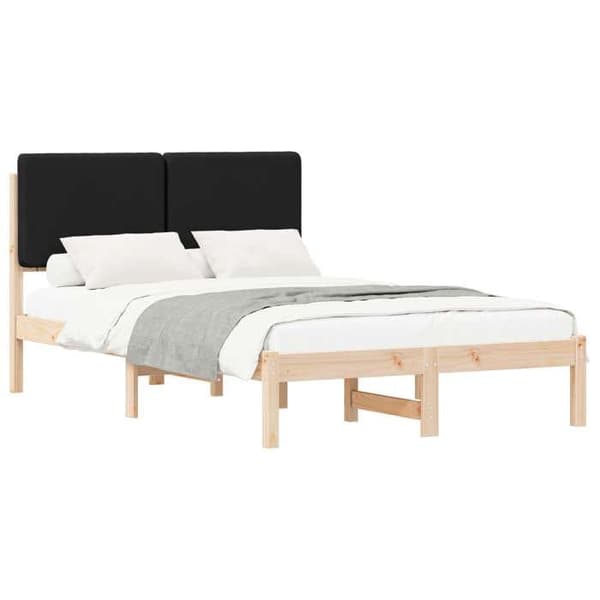 vidaXL Sängram med stoppad sänggavel Svart 120 x 190 cm, Sovrum, Rektangulär 877926