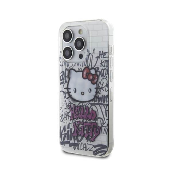 Telefonfodral - HELLO KITTY - iPhone 14 Pro - Vit - Graffiti - Design Hello Kitty