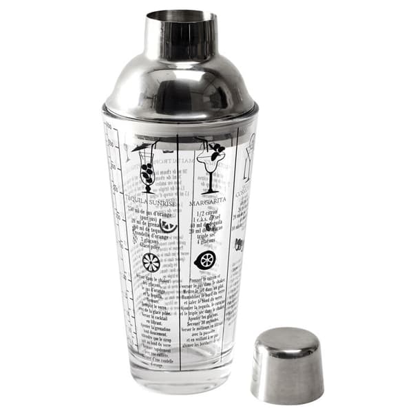 Shaker - Kockkoncept - 450 Ml - Glas - Silver och Transparent - Med Recept