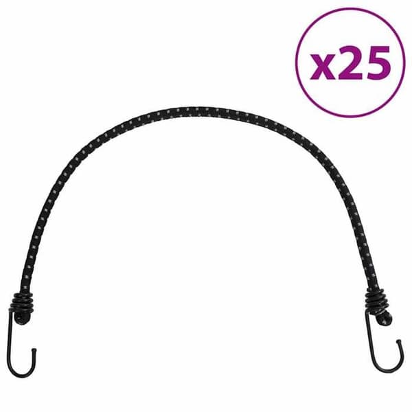 vidaXL Elastiska snören med reflexband och krokar 25st, elastiskt snöre med krok, elastisk rem med 4008149