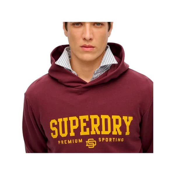 Sweat Superdry Herr Core Sport Bordeaux Bomull