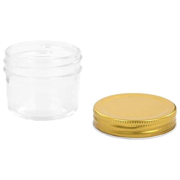 24 st Syltburkar med gyllene lock Glas 110 ml