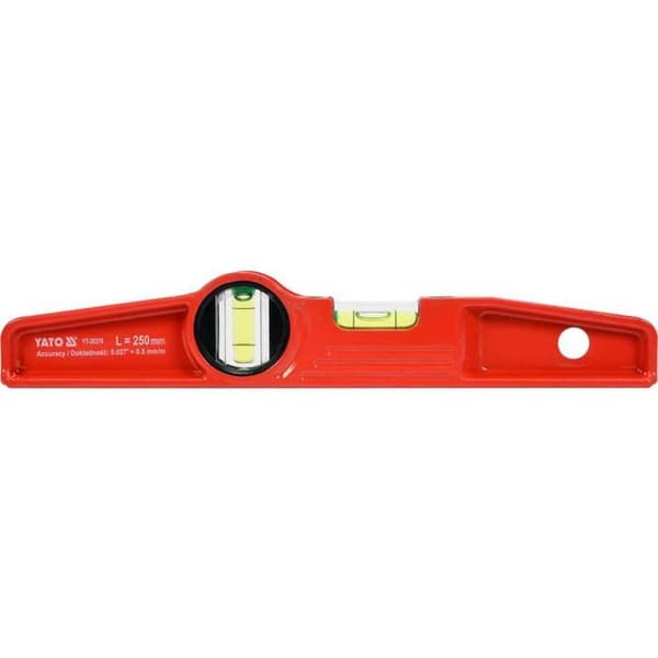 Trapeziumnivå - YATO - YT-30370 - 250 mm - 2 flaskor - Starka magneter - Precision 0,5 mm/m
