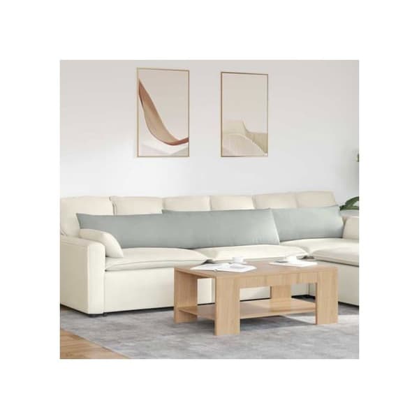 Soffkuddar i sammet - vidaXL - 200x40 cm - Ljusgrå - Ribbad sammet - Avtagbara överdrag