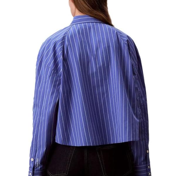Blå Randig T-shirt Dam Calvin Klein Jeans Stripe Boxy