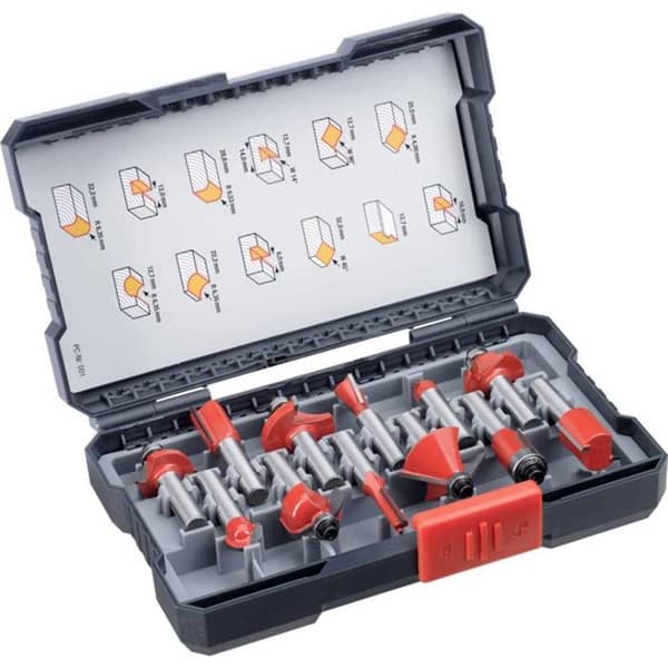 kwb 757295 Fräsbitssats Volframkarbidskaft Diameter 8 mm 12 stycken