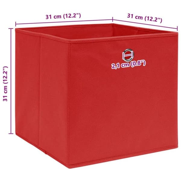 vidaXL Förvaringsboxar 4 st Röd 32x32x32 cm Tyg