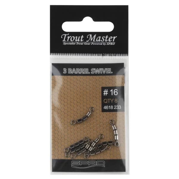 Set med 8 Trout Master 3 Barrel 20 svirvlar - silver - TU