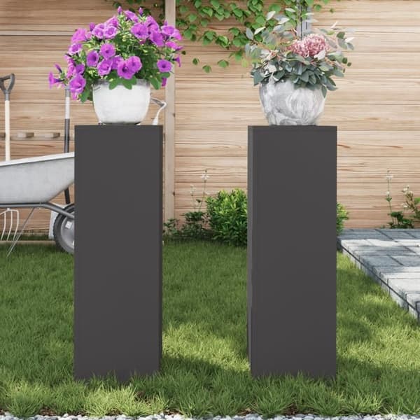 Växtstöd - Pelare - 2 st - Stål - Svart - 24x24x75 cm