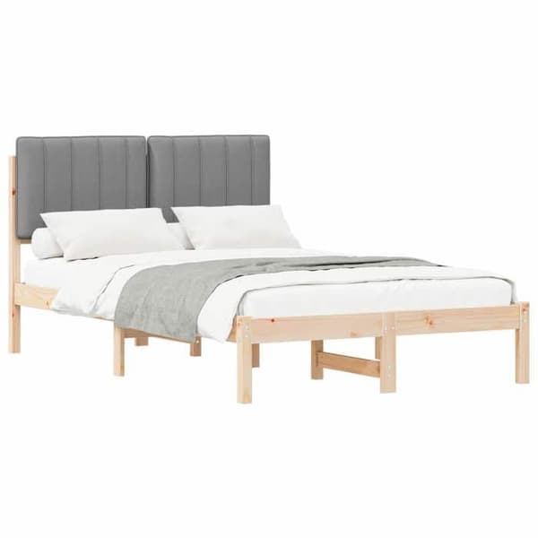 vidaXL Sängram med stoppad huvuddyna Ljusgrå, Sovrum, Rektangulär, Modern, Hållbar 878064