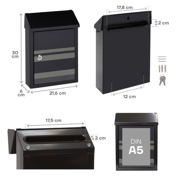 Postlåda - ARREGUI - E5724-STR - Stål - Dekorativ - Storlek S - Bakåtsnitt