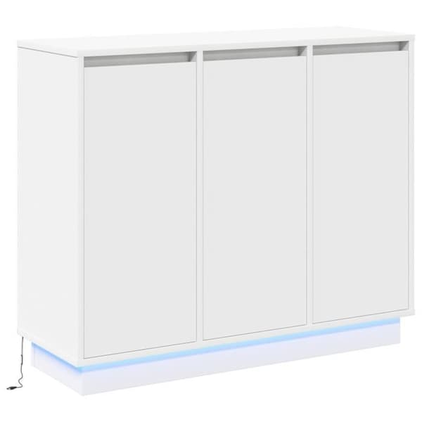 Buffé med vit LED 90x32x75 cm i ingenjörsträ.