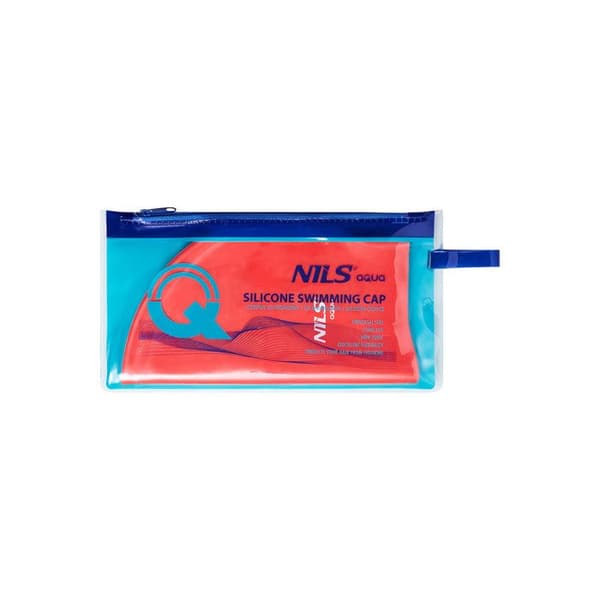 Badmössa i silikon - NILS AQUA - Röd - 100% silikon - Hydrodynamisk form - Stor flexibilitet