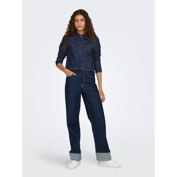 Jeans med vida ben för kvinnor Only Mercer - mörkblå denim