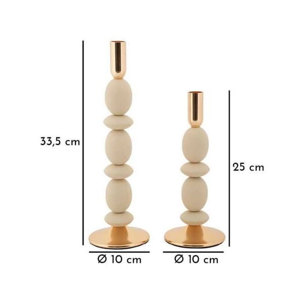 Metallljusstake Shuttle (2-pack) crème och guld