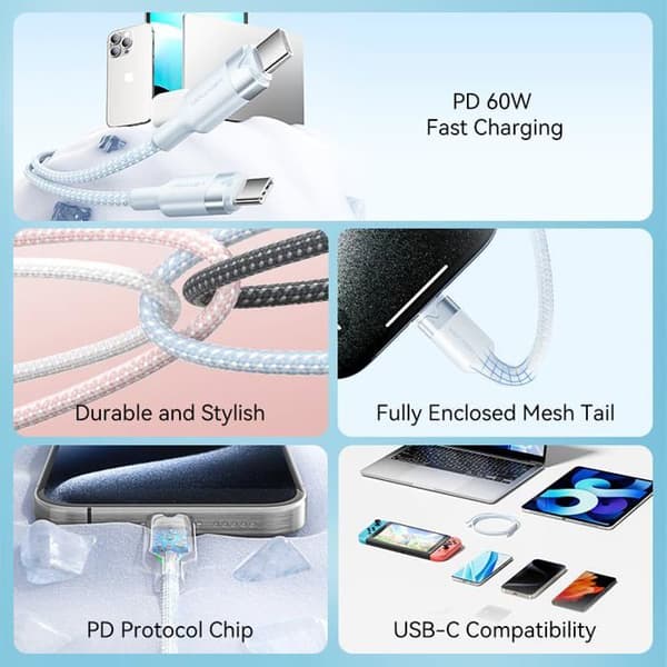 USB-C-kabel - Vention - 2 m - Mångfärgad - TRDWH - Lätt - Kompakt