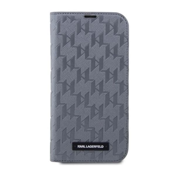Karl Lagerfeld Coque Saffiano Monogram iPhone 14 Pro Max - TPU & ekoläder, silver