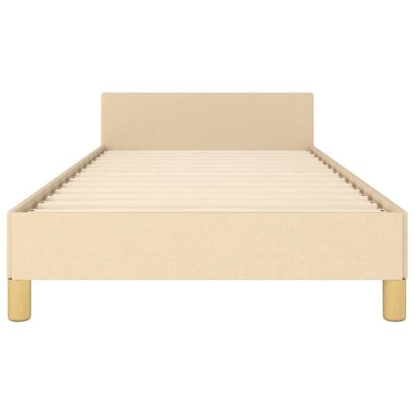 vidaXL Sängram med huvudgavel utan madrass kräm 90x190cm tyg 347380