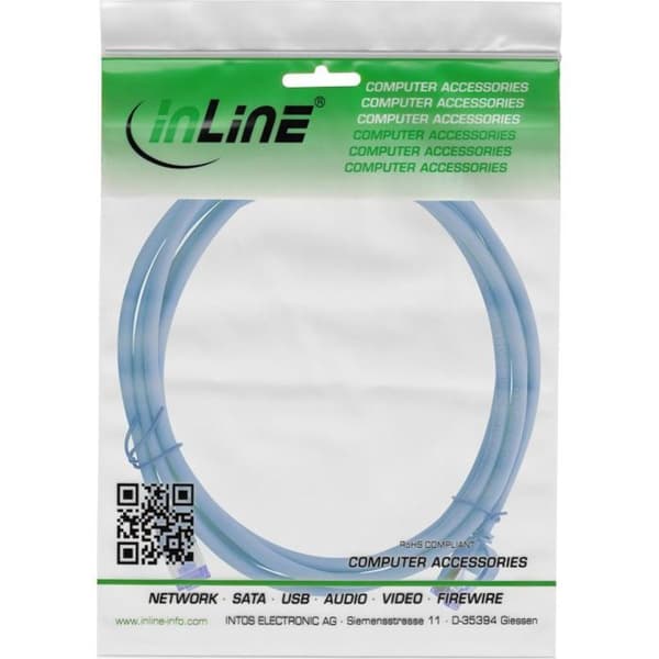 Switch - hub ethernet - injektor Inline Patchkabel ® Slim, Cat. 6A, S/FTP, TPE (LSZH) flexibel, PoE, blå, 1 m