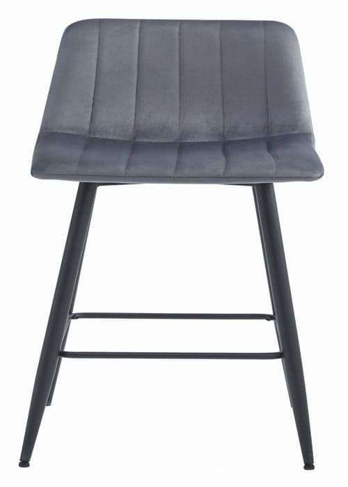 MADAME MEUBLE | Set av 3 Barstolar POZZA | Ergonomisk design | Mörkgrå sammet