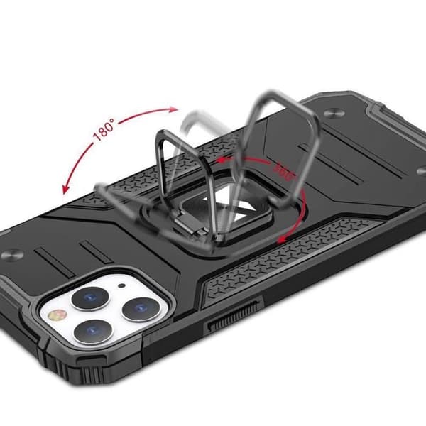 Förstärkt skyddsskal + magnetiskt stativ för iPhone 13 mini Ring Armor blå