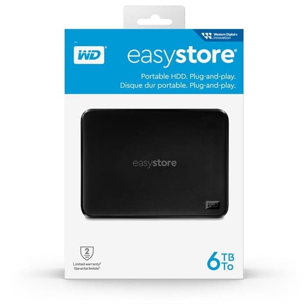 Extern hårddisk Wd Easystore 6T Bärbar Enhet Svart