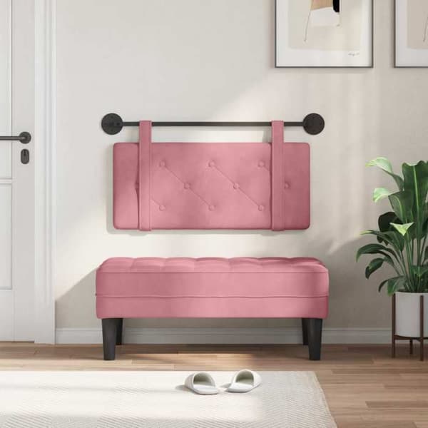 vidaXL Väggmonterad Sänggavel Rosa Sammet 42031586