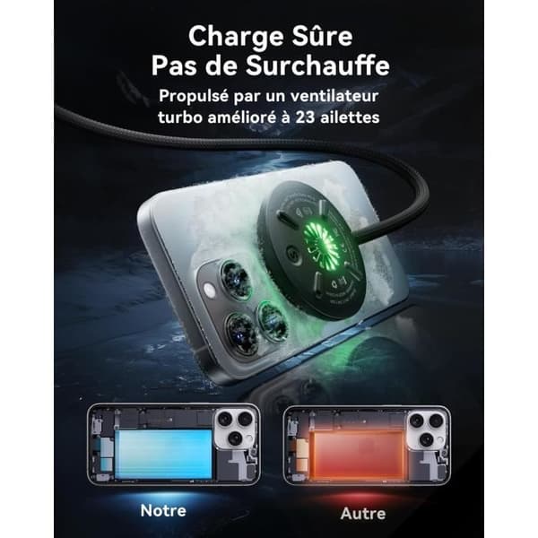 INIU Induktionsladdare iPhone 15W Certifierad Qi2 Kompatibel med Magsafe