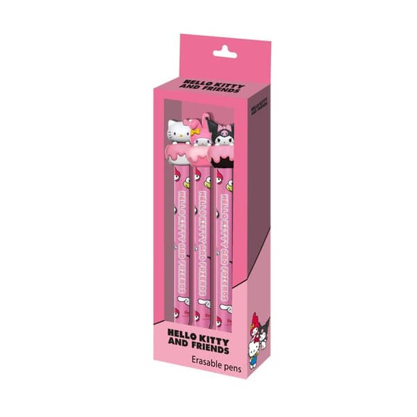 Pack med 3 utplånbara gelpennor - Hello Kitty Mix - Rosa - One Size